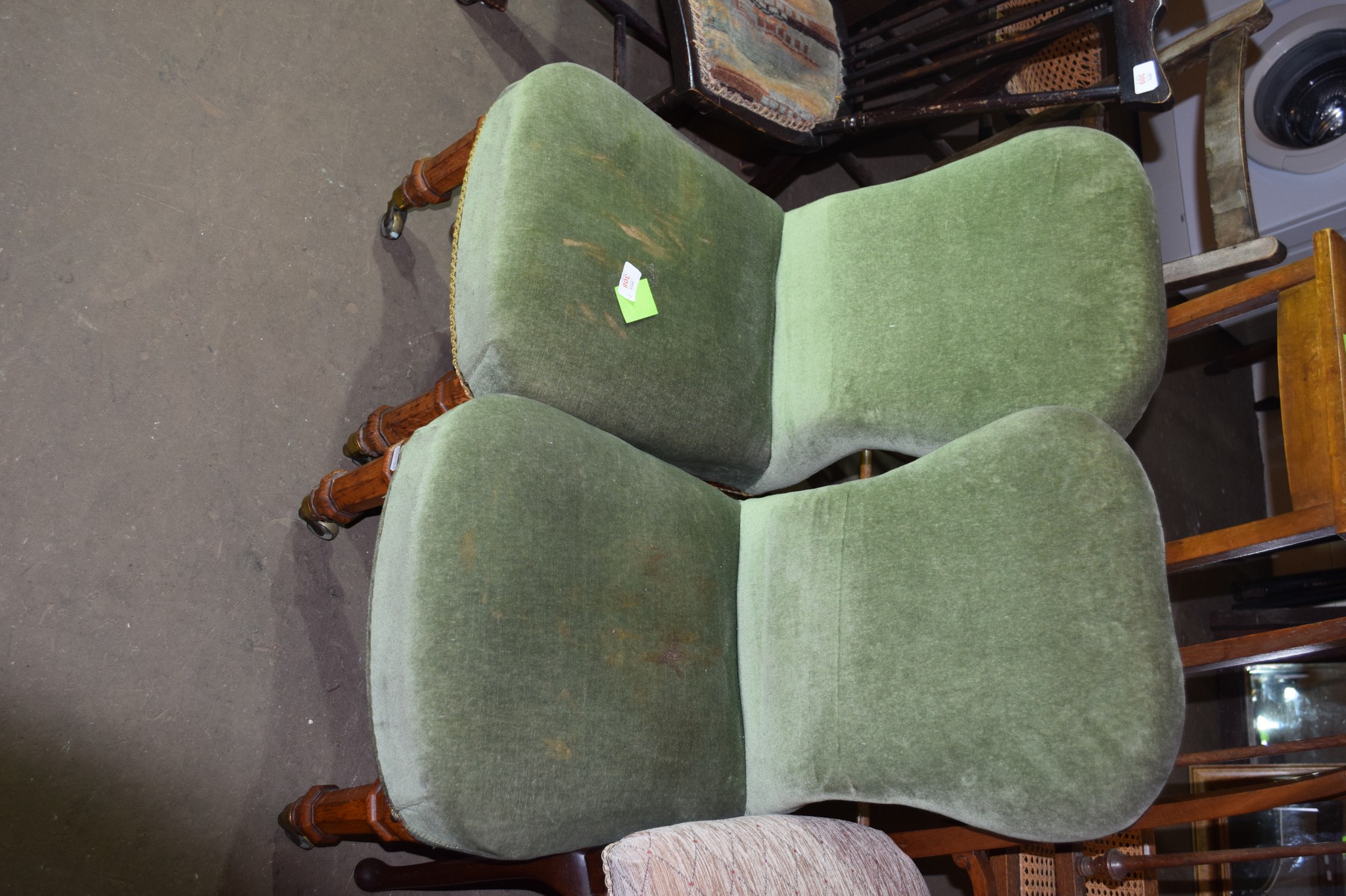PAIR OF UPHOLSTERED 19TH CENTURY CHAIRS, EACH HEIGHT APPROX 80CM