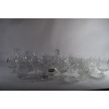 QUANTITY OF CUT GLASS WINE GLASSES, TUMBLERS ETC