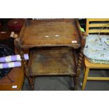 SMALL OAK TEA TROLLEY WITH TURNED LEGS, WIDTH APPROX 53CM