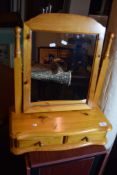 PINE SWING MIRROR WITH DRAWERS BENEATH, WIDTH APPROX 52CM