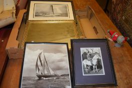 BOX CONTAINING FRAMED PRINTS INCLUDING BOAT INTEREST ETC