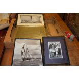BOX CONTAINING FRAMED PRINTS INCLUDING BOAT INTEREST ETC