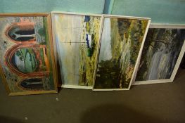 FOUR VARIOUS FRAMED OIL PAINTINGS, LARGEST WIDTH APPROX 65CM