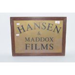 BRASS SIGN FOR HANSON & MADDOX FILMS IN WOODEN FRAME