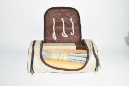 BAG CONTAINING QUANTITY OF KNITTING NEEDLES AND OTHER SEWING IMPLEMENTS