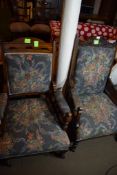 TWO UPHOLSTERED 19TH CENTURY ARMCHAIRS