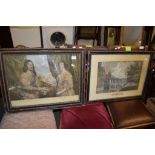 FRAMED PRINT ENTITLED "FILIUS SIC MAGNI EST JACOBI HAEC FILIA MAGNI" ETC AFTER VAN DYCK, FRAME WIDTH