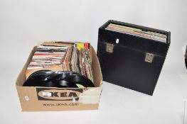 BOX CONTAINING RECORDS, MAINLY 45 RPM SINGLES, TOGETHER WITH A BOX CONTAINING LPS