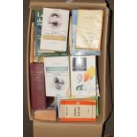 BOX OF BOOKS, MAINLY PAPEBACKS, FRENCH ENGLISH DICTIONARY ETC