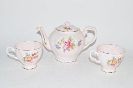 ENGLISH PORCELAIN TUSCAN CHINA TEA POT AND TWO CUPS