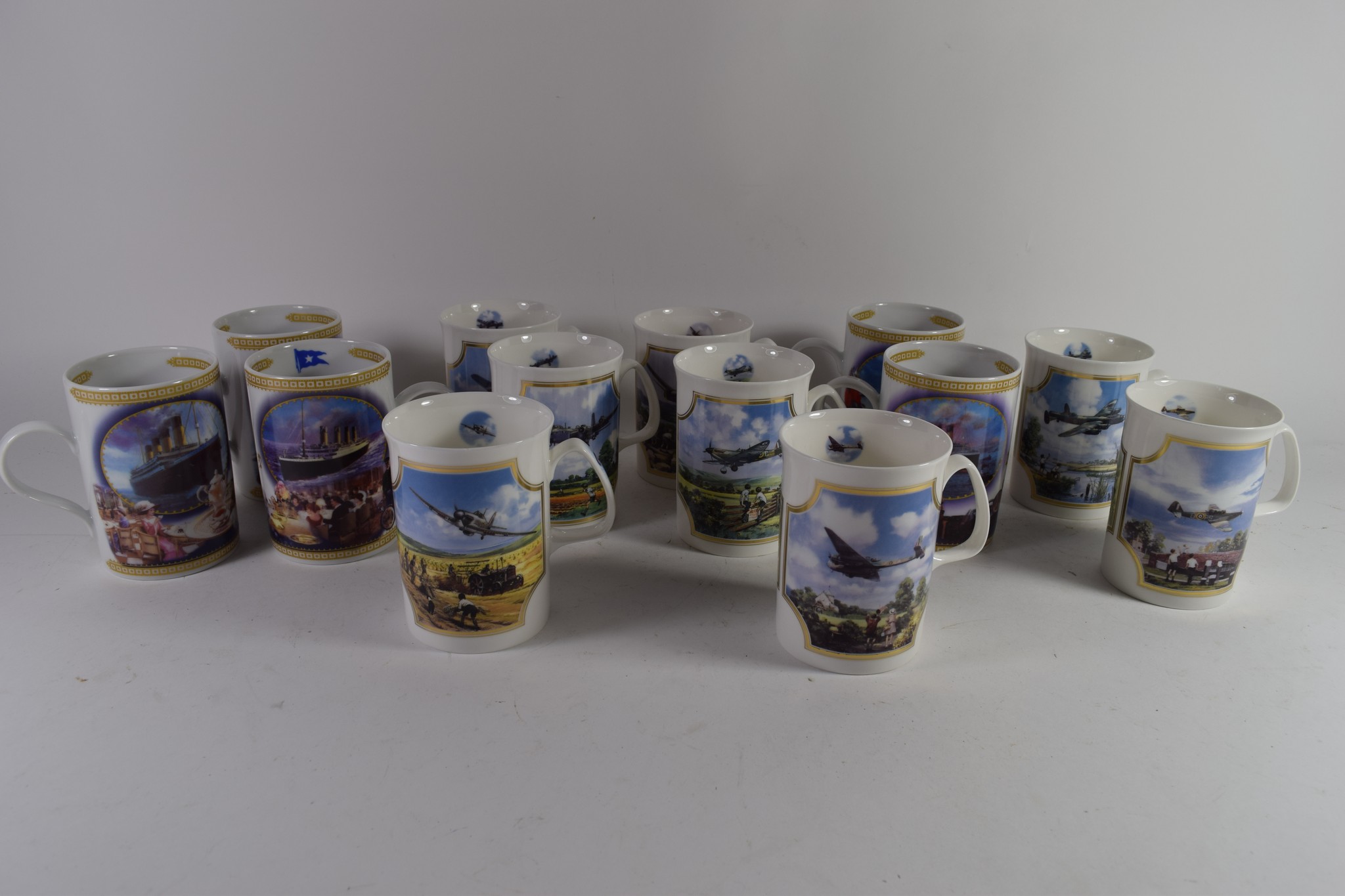 QUANTITY OF BOXED HEROES OF THE SKY CERAMIC MUGS BY DAVENPORT POTTERY COMPANY