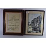 WATERCOLOUR OF AGINCOURT HOUSE, DARTMOUTH TOGETHER WITH A FRAMED PRINT OF WHIPS