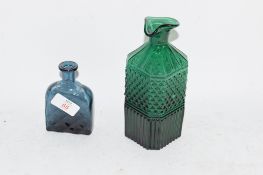 TWO GREEN GLASS BOTTLES