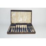 BOXED SET OF PLATED FISH KNIVES AND FORKS