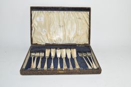 BOXED SET OF PLATED FISH KNIVES AND FORKS