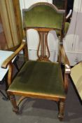 EARLY 20TH CENTURY LYRE BACKED HALL CHAIR, WIDTH APPROX 59CM