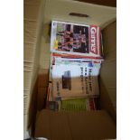 BOX CONTAINING QUANTITY OF VARIOUS FOOTBALL PROGRAMMES, MOSTLY ARSENAL