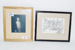 TWO PRINTS, ONE PORTRAIT AND A STREET SCENE