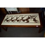 DECORATIVE COFFEE TABLE INSET WITH A DEPICTION OF GREEK WARRIORS, LENGTH APPROX 122CM