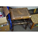 VINTAGE OAK 19TH CENTURY STOOL WITH TURNED LEGS AND STRETCHERS, WIDTH APPROX 40CM