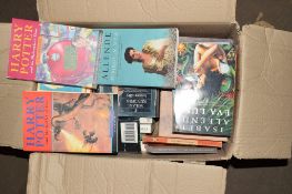 BOX OF MIXED BOOKS INCLUDING HARRY POTTER GOBLET OF FIRE AND THE PHILOSOPHERS STONE