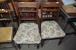 PAIR OF 19TH CENTURY UPHOLSTERED BEDROOM CHAIRS, EACH APPROX 93CM HIGH