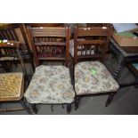 PAIR OF 19TH CENTURY UPHOLSTERED BEDROOM CHAIRS, EACH APPROX 93CM HIGH