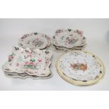 PORCELAIN COLLECTORS PLATES, ONE COMMEMORATING GEORGE V AND QUEEN MARY, AYNSLEY PLATE WITH STUDIES