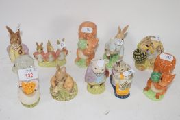 ROYAL ALBERT BEATRIX POTTER FIGURINES PUBLISHED BY F WARNE & CO, VARIOUS CHARACTERS (10)