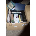 BOX OF MIXED BOOKS, SOME GARDENING INTEREST INCLUDING GARDENERS ALMANAC