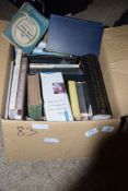 BOX OF MIXED BOOKS, SOME GARDENING INTEREST INCLUDING GARDENERS ALMANAC