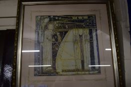 FRAMED ART NOUVEAU STYLE PRINT, APPROX SIZE 58CM SQUARE