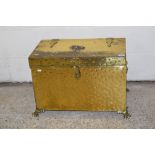 GOOD QUALITY BRASS CASED STORAGE OR LOG CHEST, LENGTH APPROX 61CM