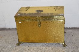 GOOD QUALITY BRASS CASED STORAGE OR LOG CHEST, LENGTH APPROX 61CM