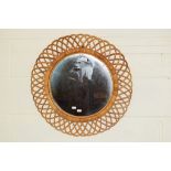 CIRCULAR MIRROR WITH CANE SURROUND, TOTAL DIAM APPROX 60CM