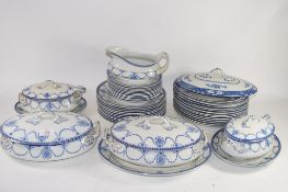 DINNER WARES BY ADAMS & CO IN THE MEDALLION PATTERN, THE BLUE AND WHITE DESIGN COMPRISING DINNER