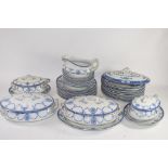 DINNER WARES BY ADAMS & CO IN THE MEDALLION PATTERN, THE BLUE AND WHITE DESIGN COMPRISING DINNER