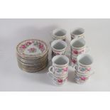 PORCELAIN TEA SET COMPRISING TEN COFFEE CANS AND SAUCERS MADE IN CHINA