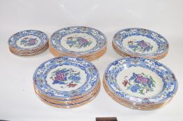 DINNER WARES BY MASONS IRONSTONE INCLUDING DINNER PLATES AND SIDE PLATES