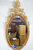MODERN INTRICATELY CARVED OVAL MIRROR, HEIGHT APPROX 115CM