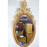 MODERN INTRICATELY CARVED OVAL MIRROR, HEIGHT APPROX 115CM