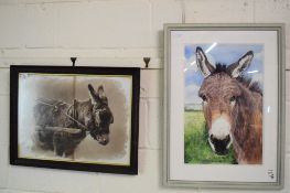 MIXED MEDIA STUDY OF A DONKEY, APPROX 20 X 13INC, TOGETHER WITH A PICTURE OF A DONKEY