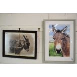 MIXED MEDIA STUDY OF A DONKEY, APPROX 20 X 13INC, TOGETHER WITH A PICTURE OF A DONKEY