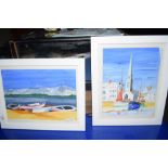 TWO SMAL PAINTINGS DEPICTING BOATS