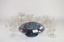 GLASS WARES AND A FLOWER BOWL