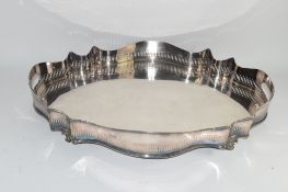 LARGE PLATED TRAY RAISED ON STUB FEET