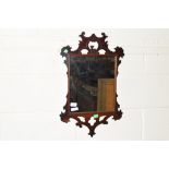 EARLY 20TH CENTURY CARVED MIRROR, WIDTH MAX 43CM