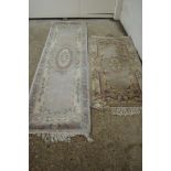 TWO MODERN CUT WOOL FLORAL RUGS, EACH APPROX 140 X 75CM