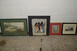 SELECTION OF VARIOUS FRAMED PICTURES INCLUDING PRINT OF SAILING SHIP, SPY ILLUSTRATIONS ETC