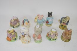 TEN BEATRIX POTTER MODELS INCLUDING LADY MOUSE WITH BESWICK BACK STAMP